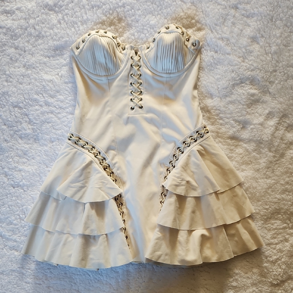 Oh Polly Cream Strapless Dress